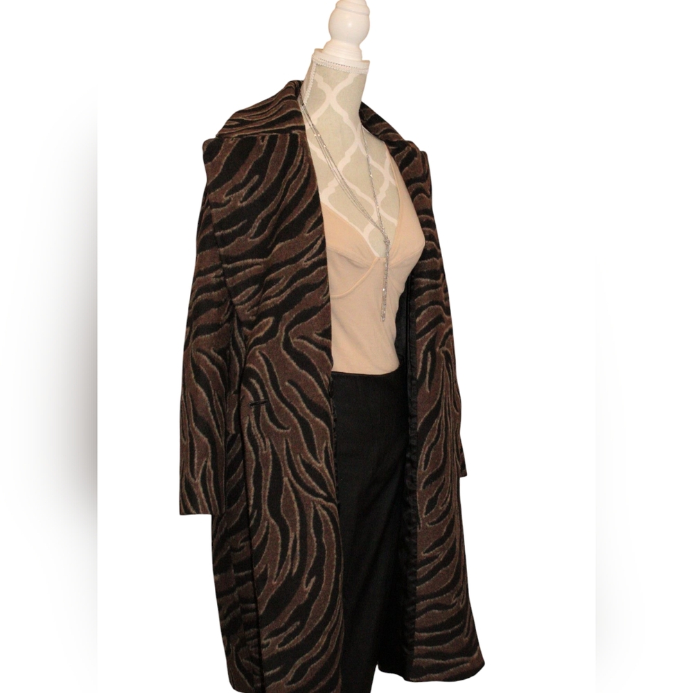 Zara Animal Print Double-Breasted Trench Coat! Oversized, Relaxed Fit, 3/4. - Picture 5 of 9